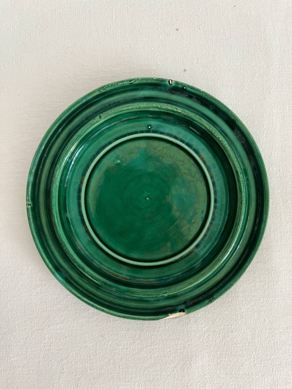 Vintage green woven ceramic bottle coaster