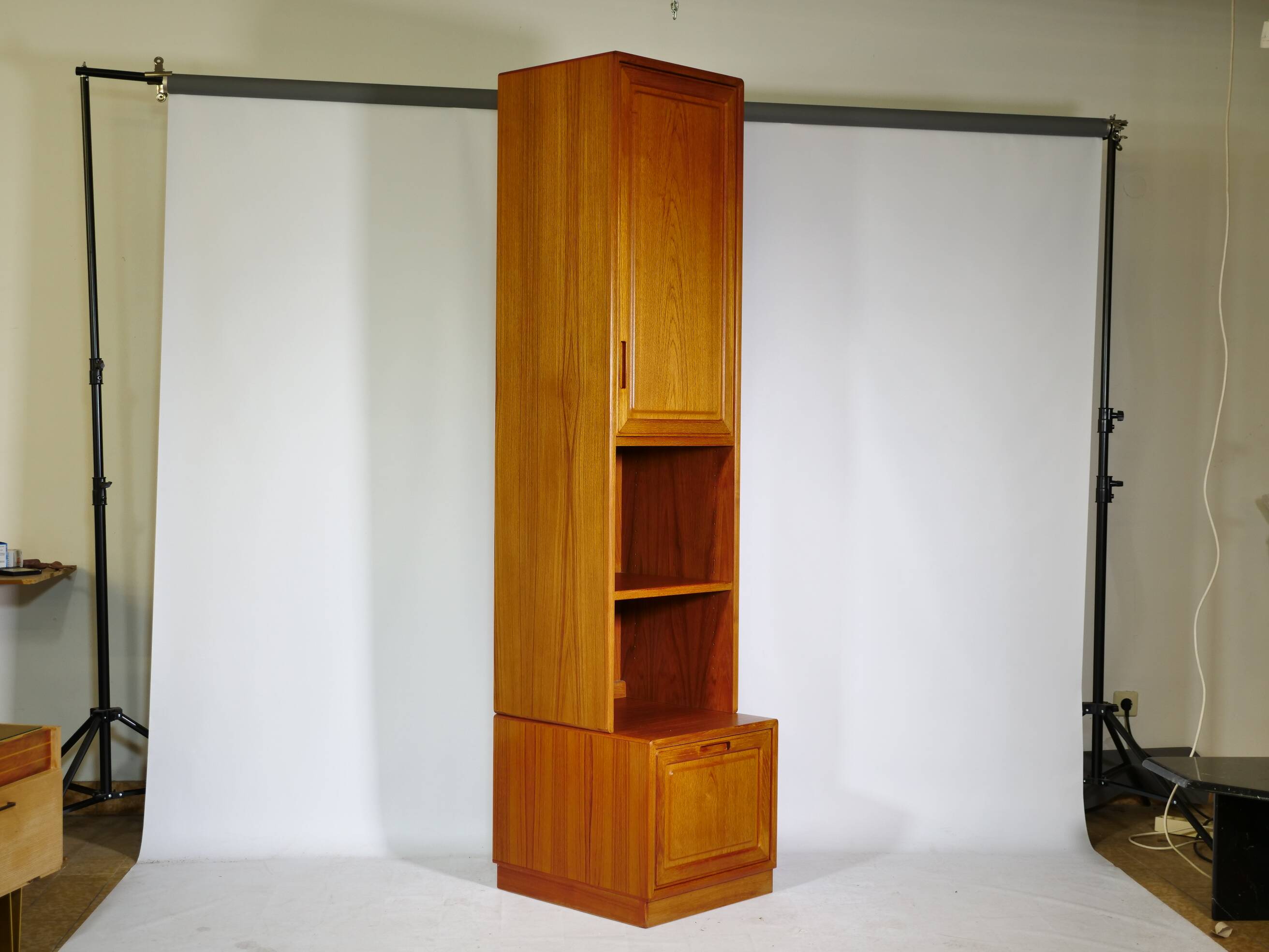 Meuble modulaire étroit en teck, étagère 3, design Skandi, années 1970