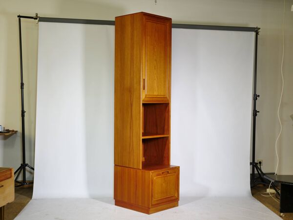 Meuble modulaire étroit en teck, étagère 3, design Skandi, années 1970