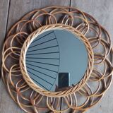 Miroir rotin forme fleur