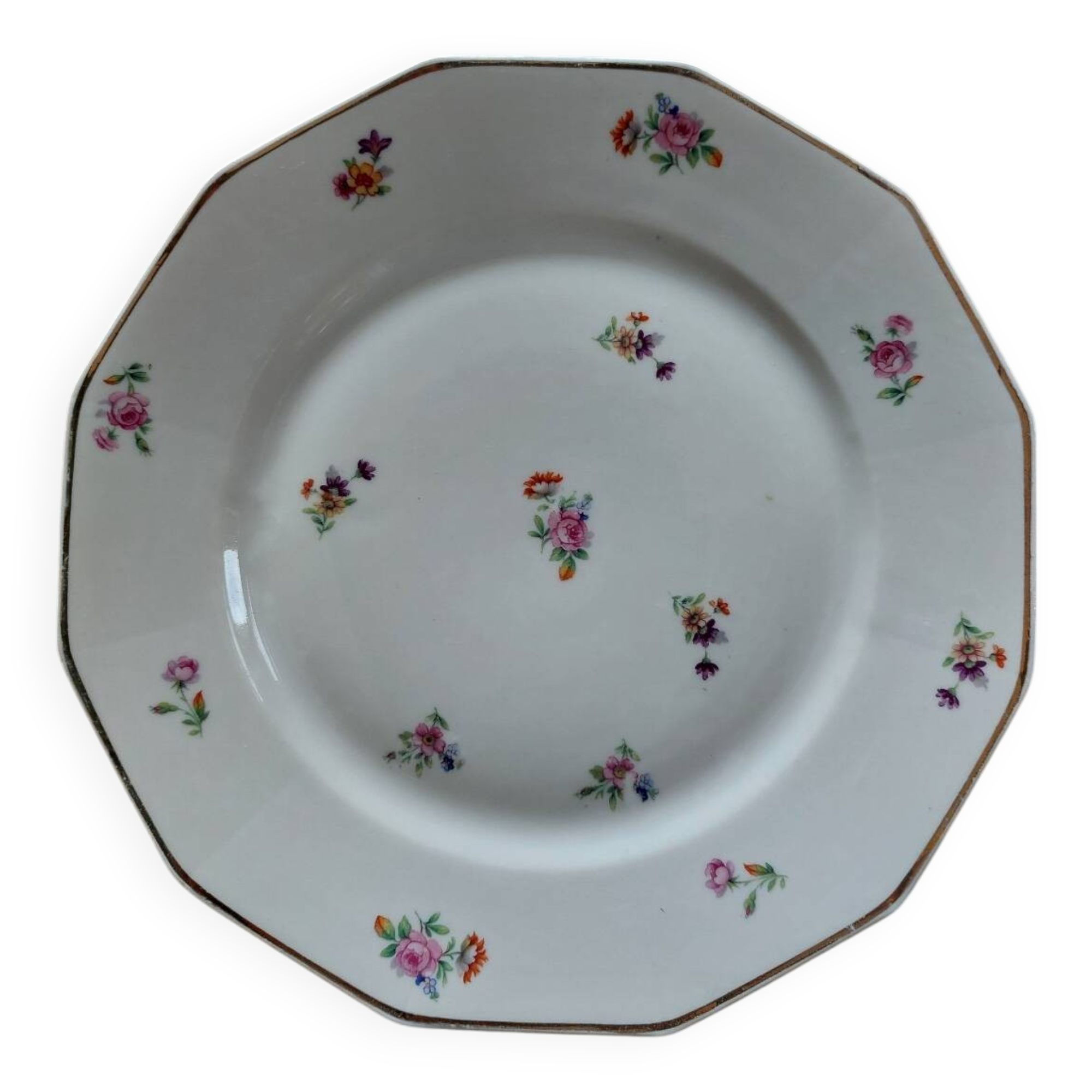 Set of 12 floral porcelain plates
