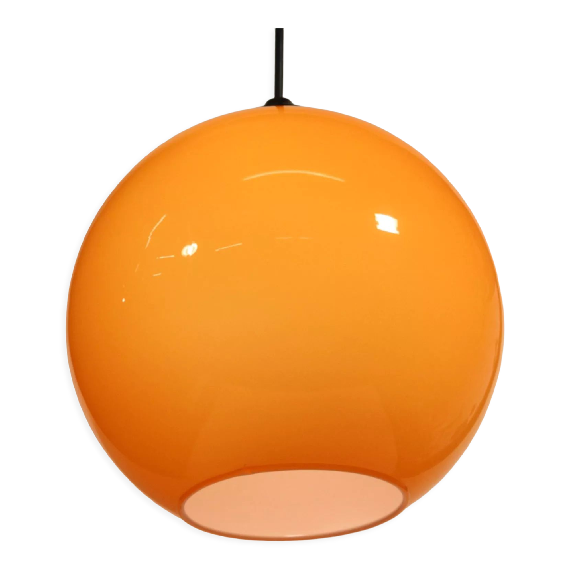 Vintage opaline orange pendant lamp Space Age