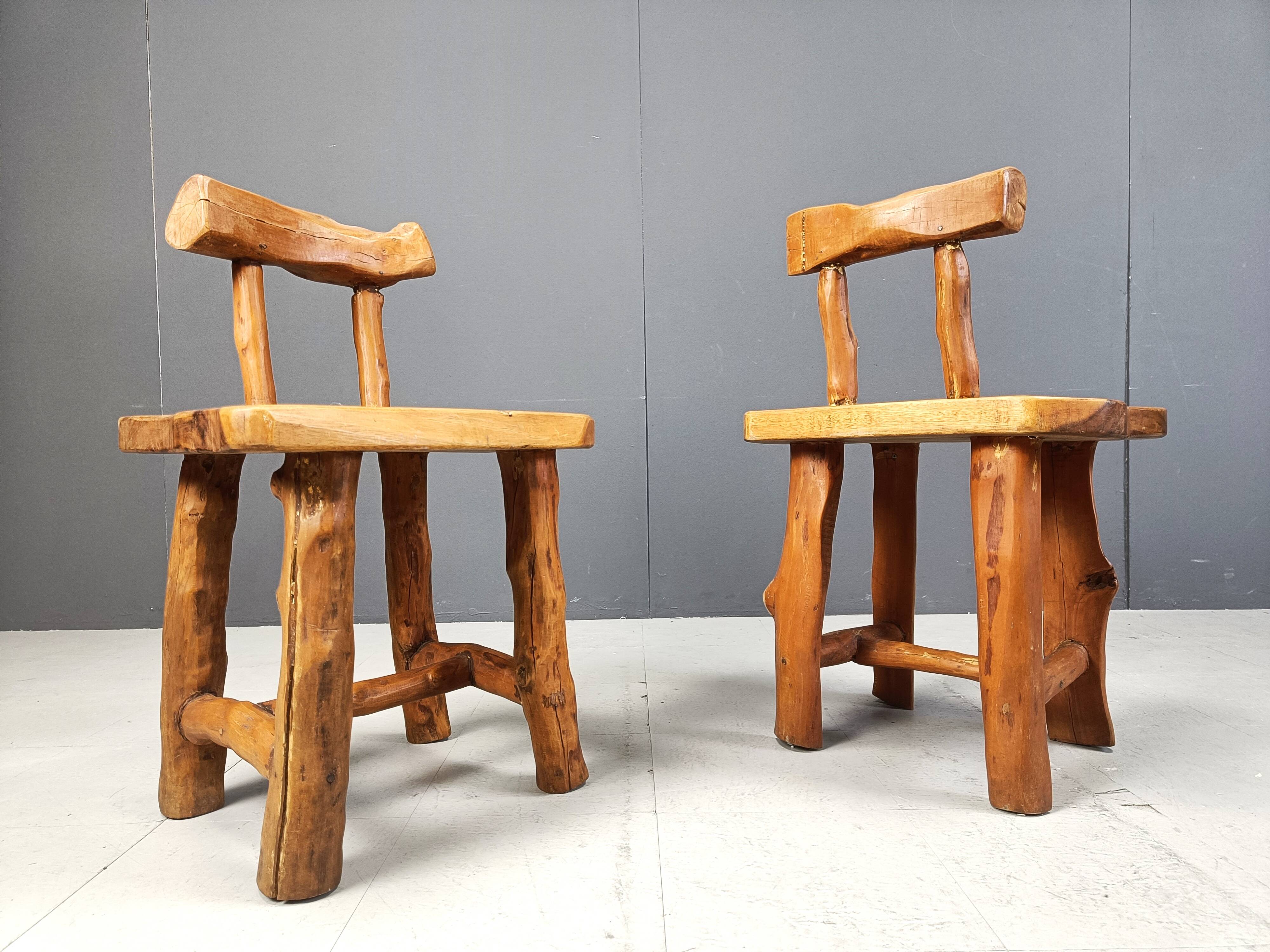 Vintage sculptural brutalist dining chairs, set of 6 - 1960s
