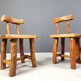 Vintage sculptural brutalist dining chairs, set of 6 - 1960s