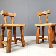 Vintage sculptural brutalist dining chairs, set of 6 - 1960s