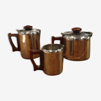 teapot coffee pot and creamer stainless style Art deco