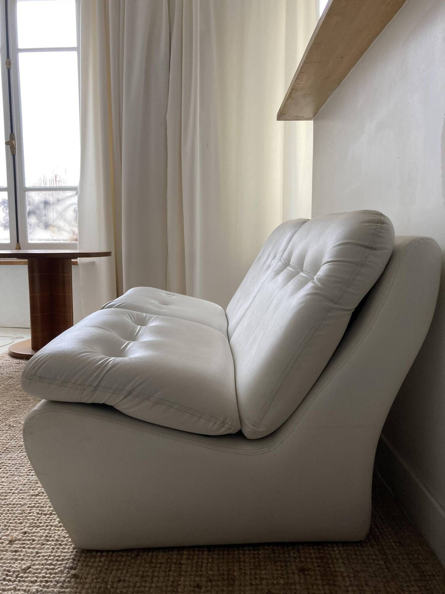 Vintage two-seater modular sofa, off-white, France 1970s