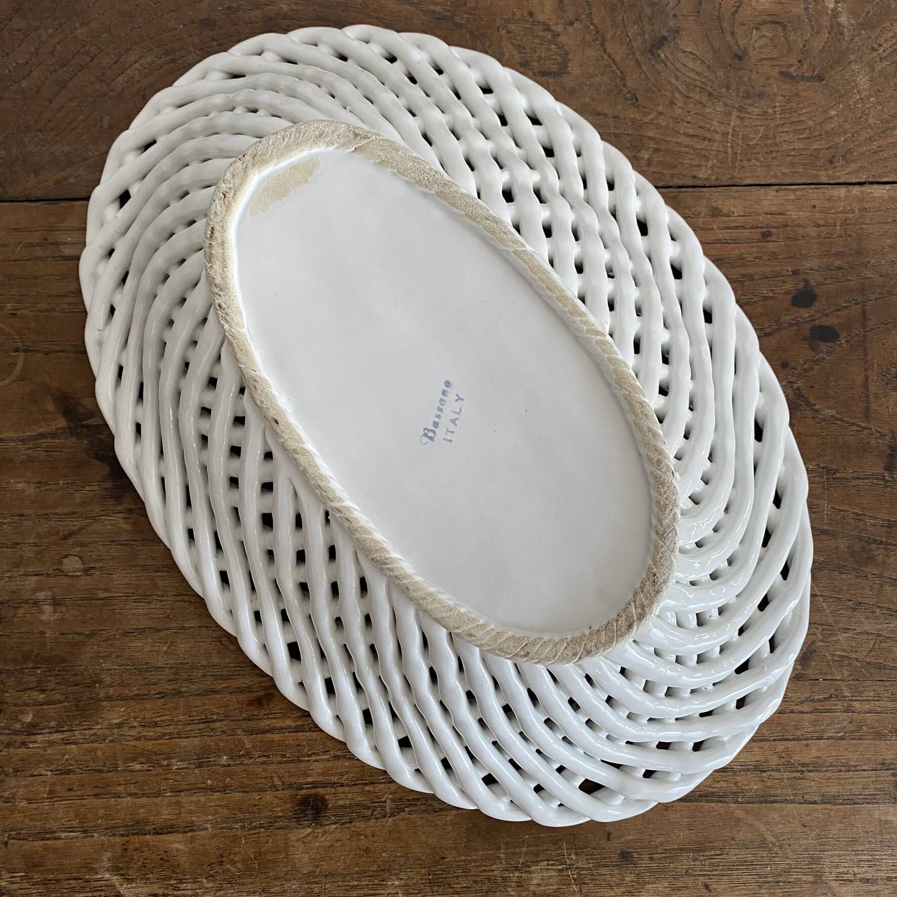 Bread basket or woven ceramic fruit bowl Italy