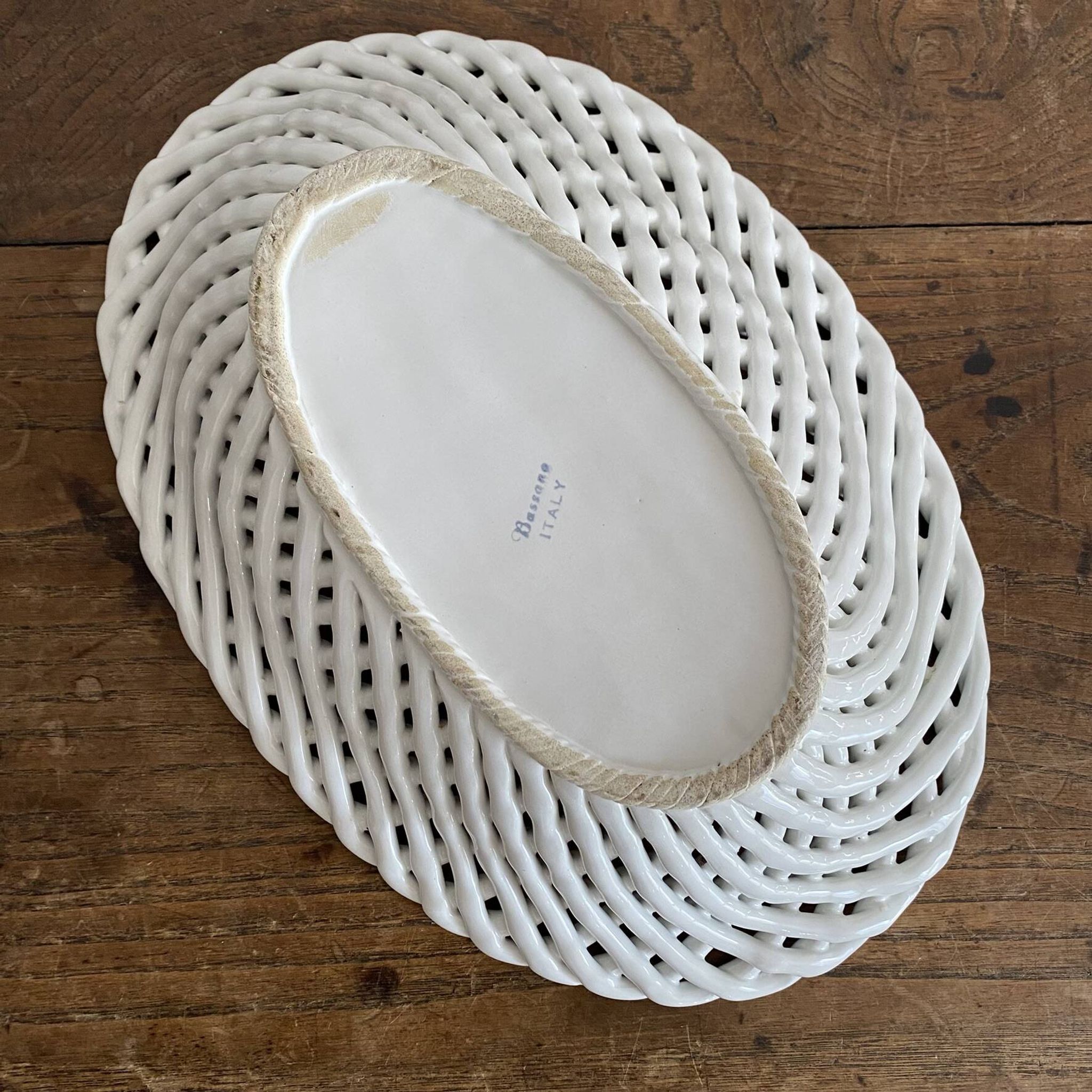 Bread basket or woven ceramic fruit bowl Italy