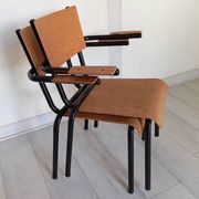 Pair of tubular metal armchairs 1954