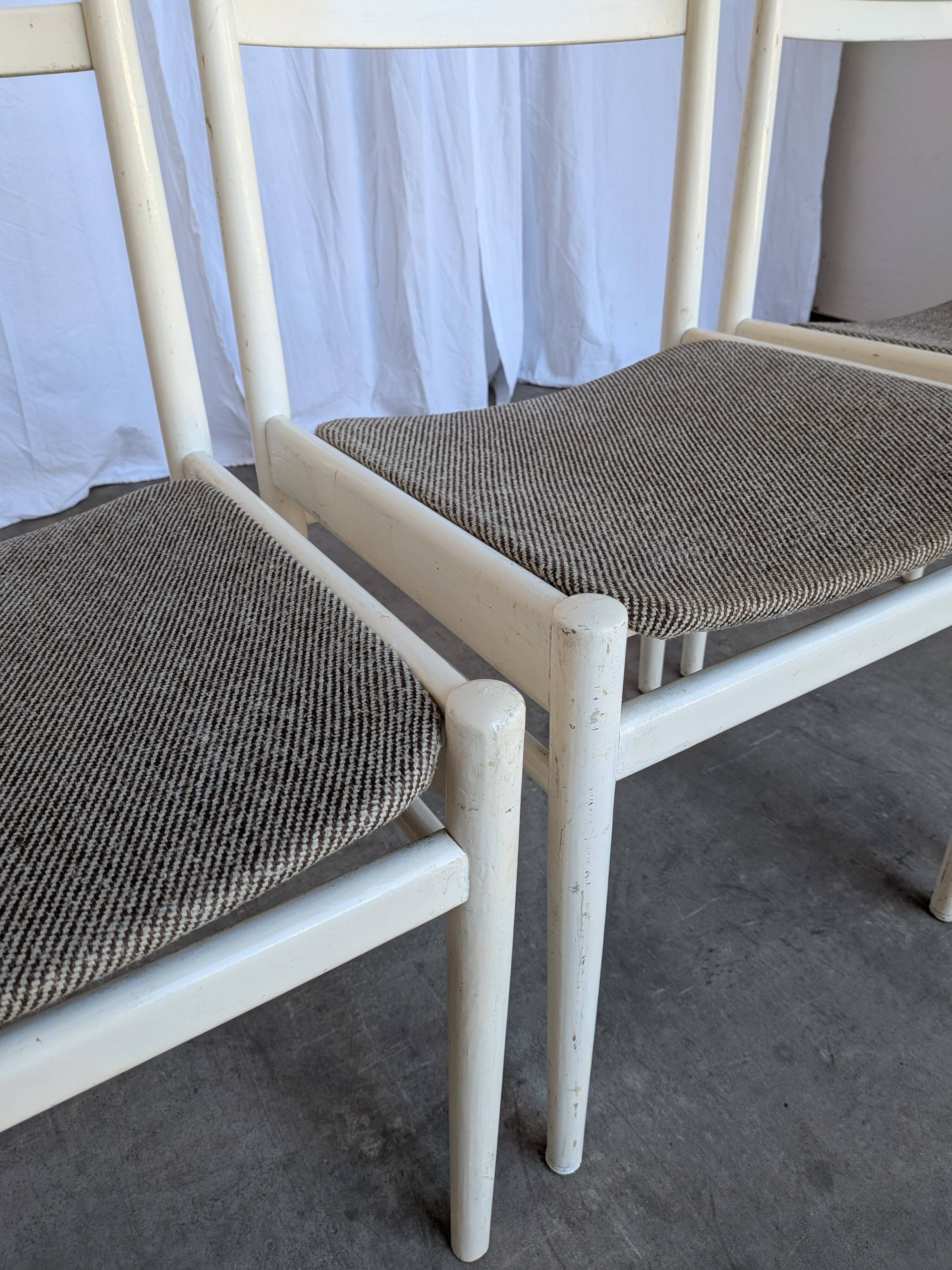 Set of 3 vintage stol kamnik white wooden chair: 1970s scandinavian design
