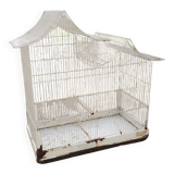 Antique Large White Metal Bird Cage