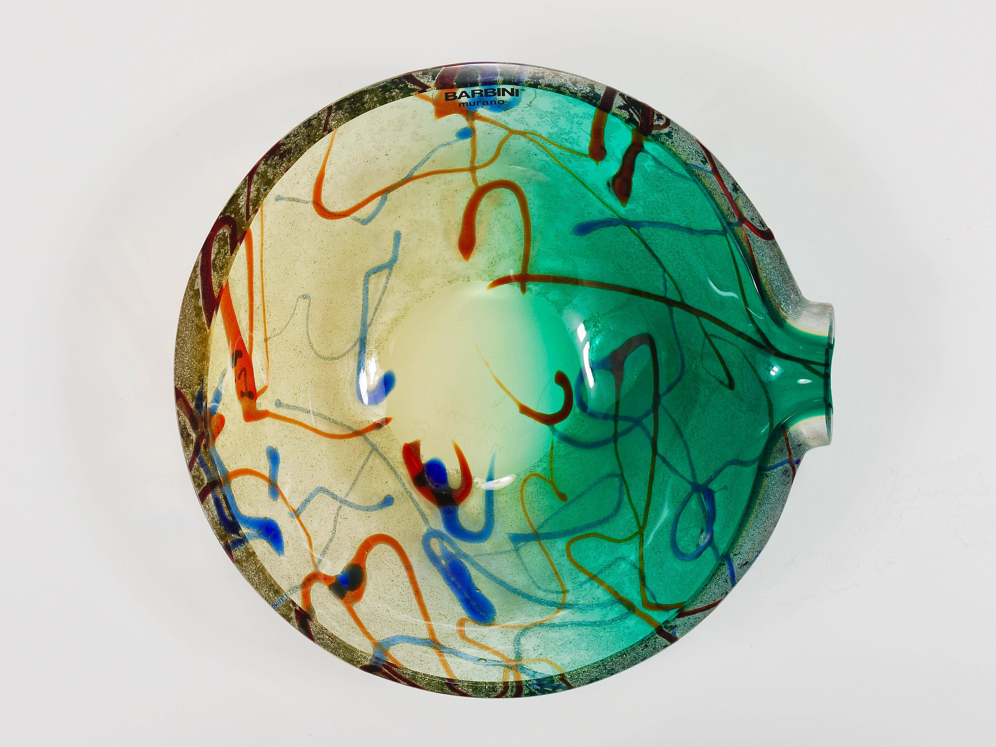 Art glass bowl or ashtray Murano signed Alfredo Barbini, Italy, 1970s.