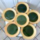 Lot de 6 assiettes plates en céramique émail vert salins modèle "capvern" années 60-70