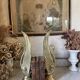 Pair of brass bookends, sculptural swans in Art Nouveau style.