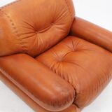Sapporo cognac leather armchairs by Girgi 1970s