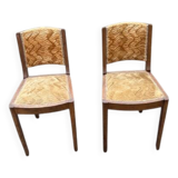 pair of beige velvet Art Deco / vintage chairs