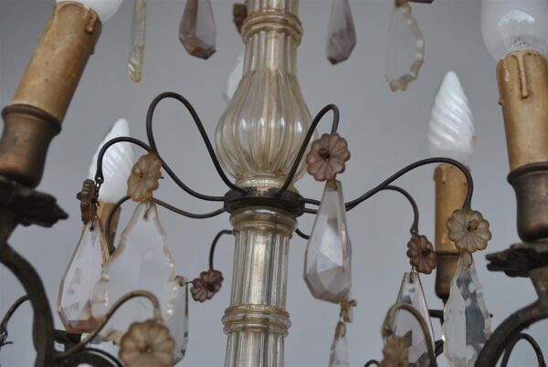 Lustre pampilles époque début XXème 6 feux