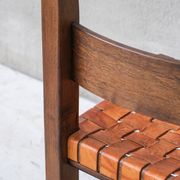 Set of Six Leather and Oak Mid-Century Dutch Dining Chairs
