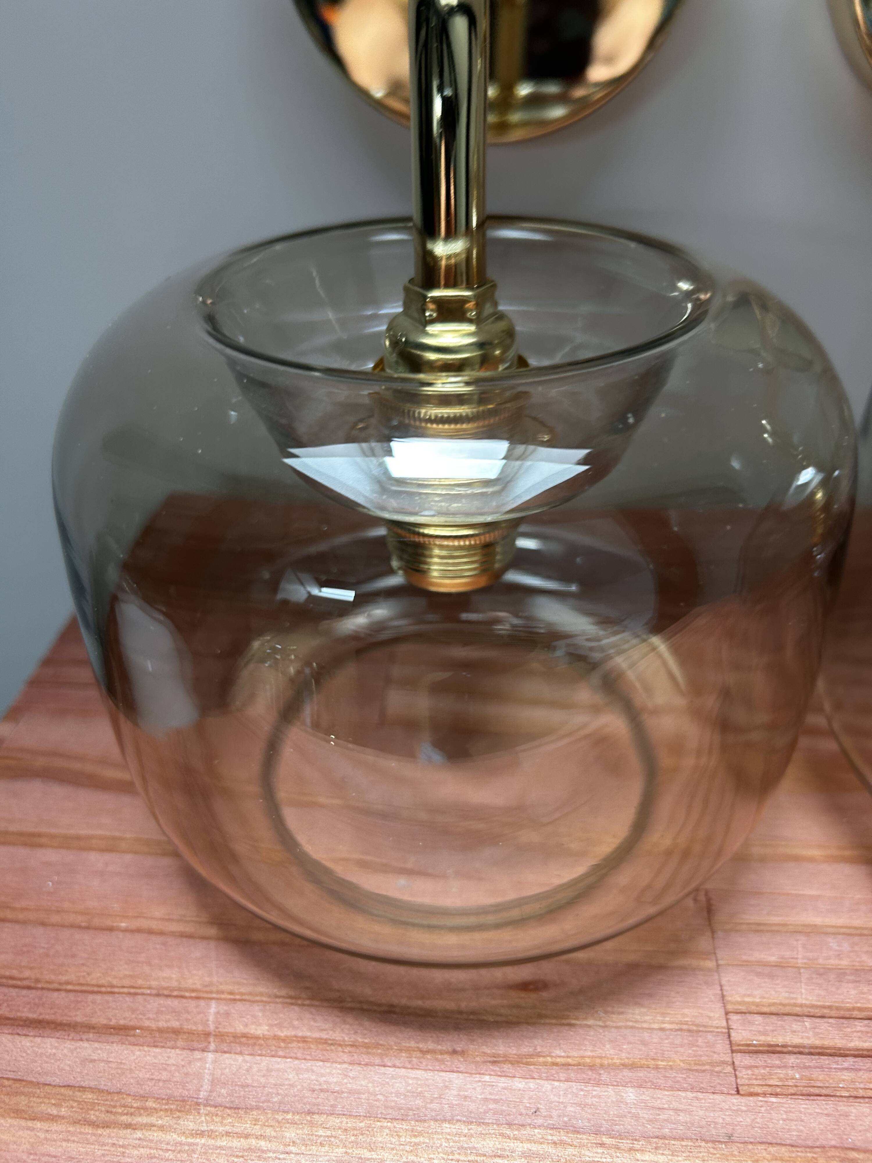Pair of smoked glass wall lights