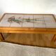 Table basse de salon vintage orme et ceramique