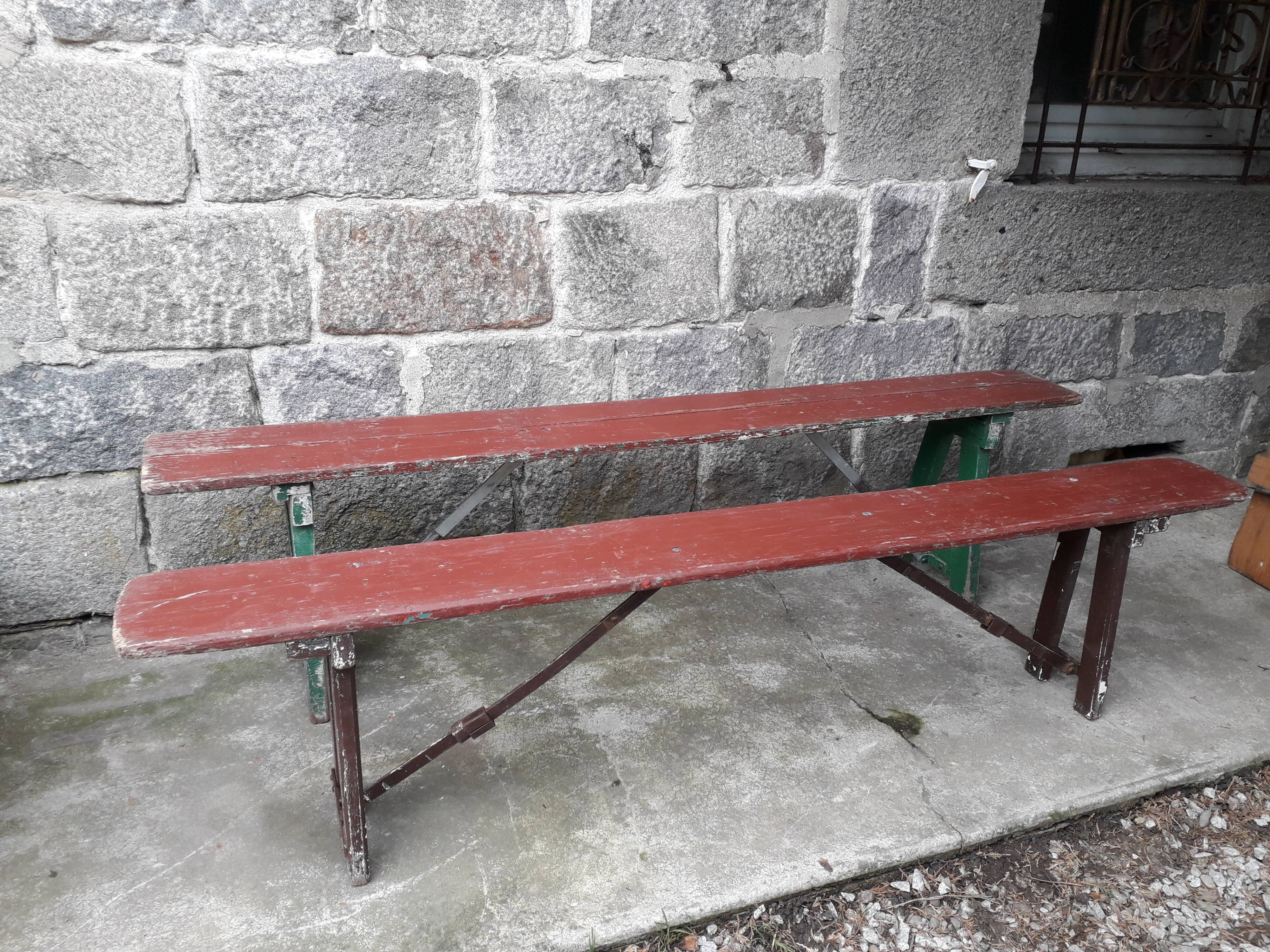 Paire de bancs pliant guinguette