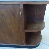 Art Deco low cabinet with two doors and shelf in walnut veneer