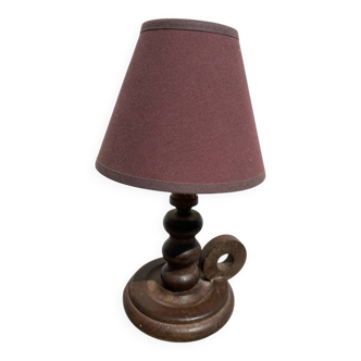 Turned wood lamp