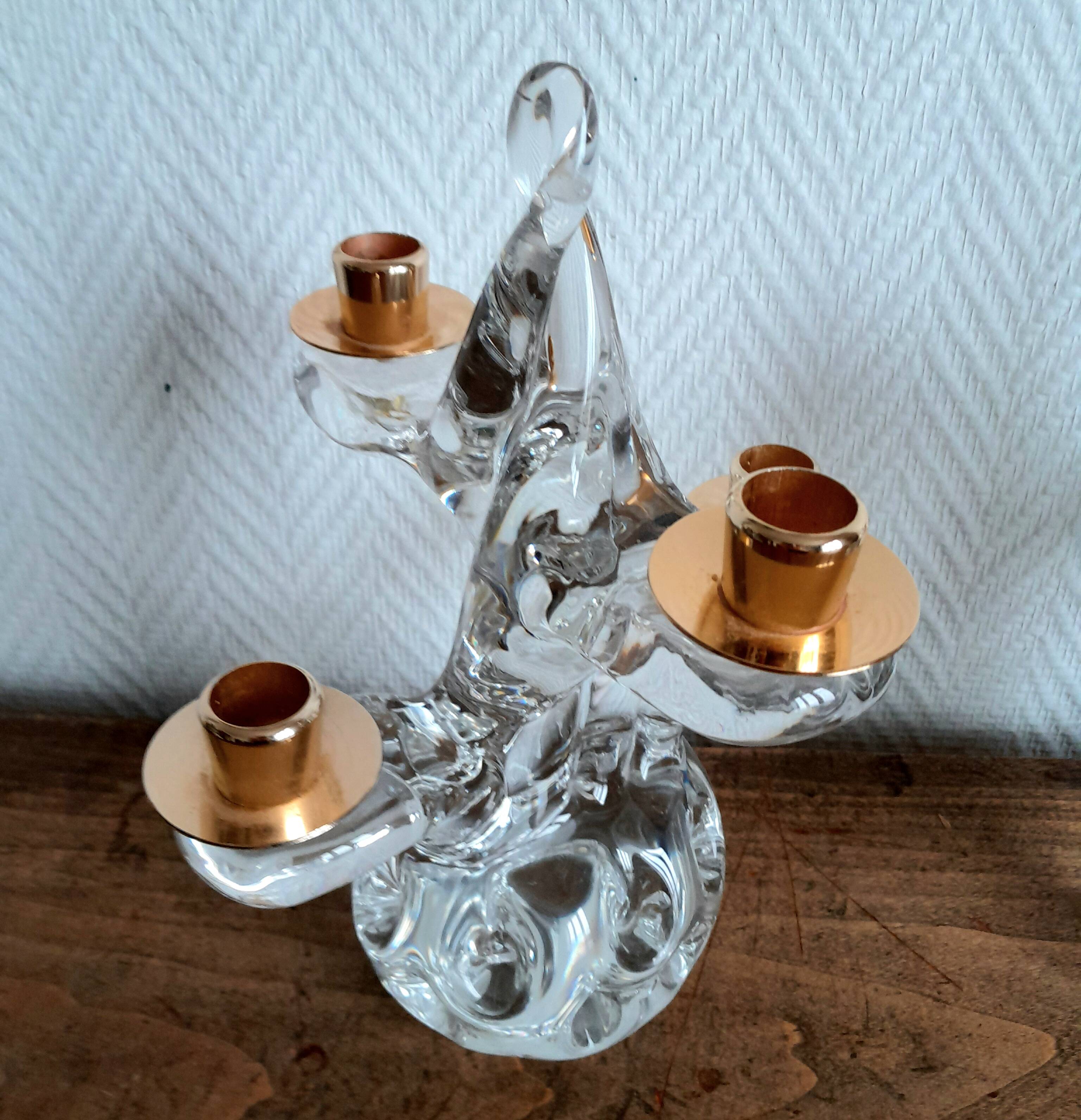 Paire de chandeliers cristal Schneider 1950