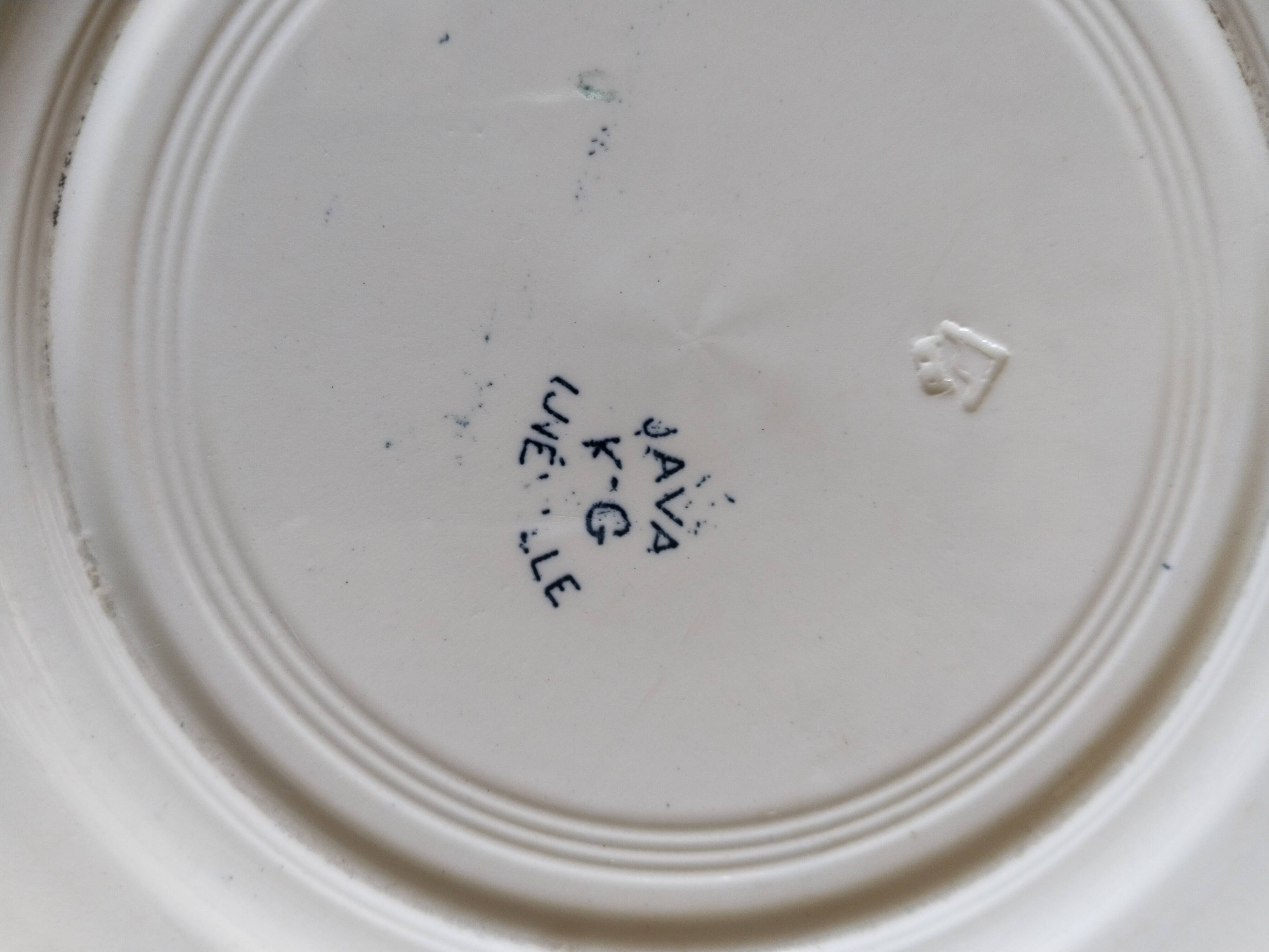 Set of 6 dinner plates in Terre de fer earthenware, blue color