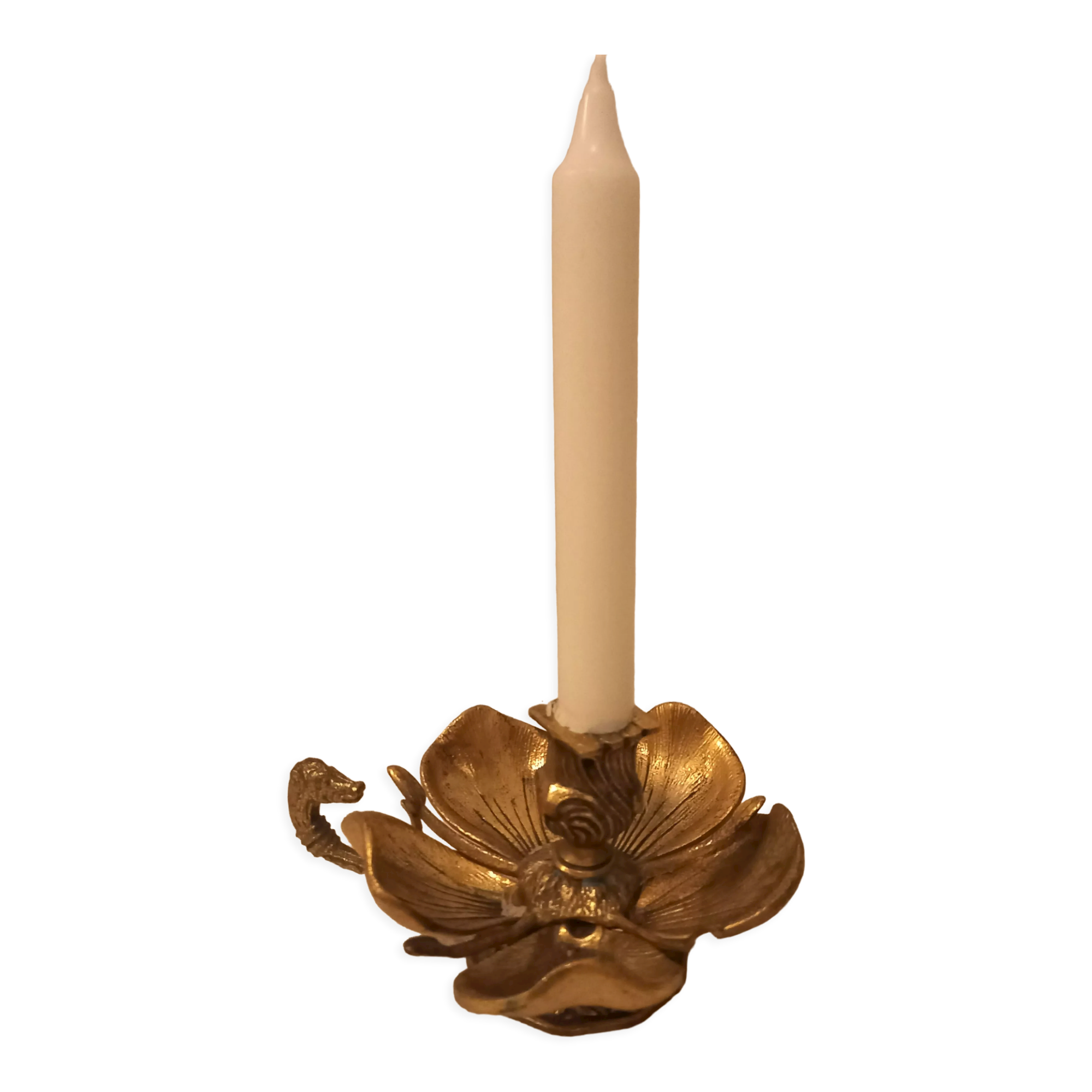Brass flower candle holder