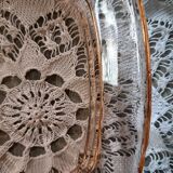 Serving dish with 2 pink glass compartments