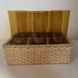 Vintage Amber Blown Glass Orangeade Set