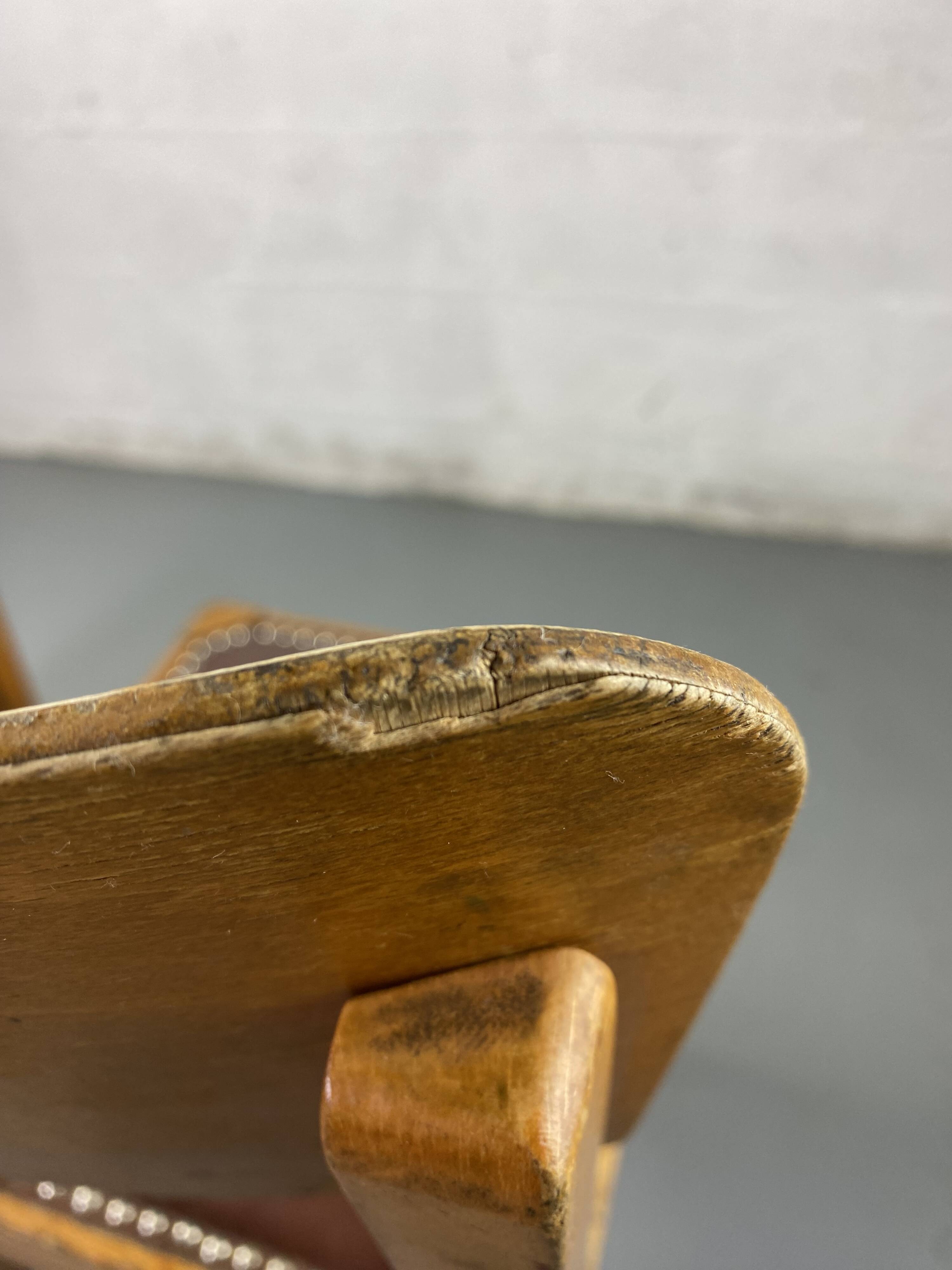 Wooden and leather chairs