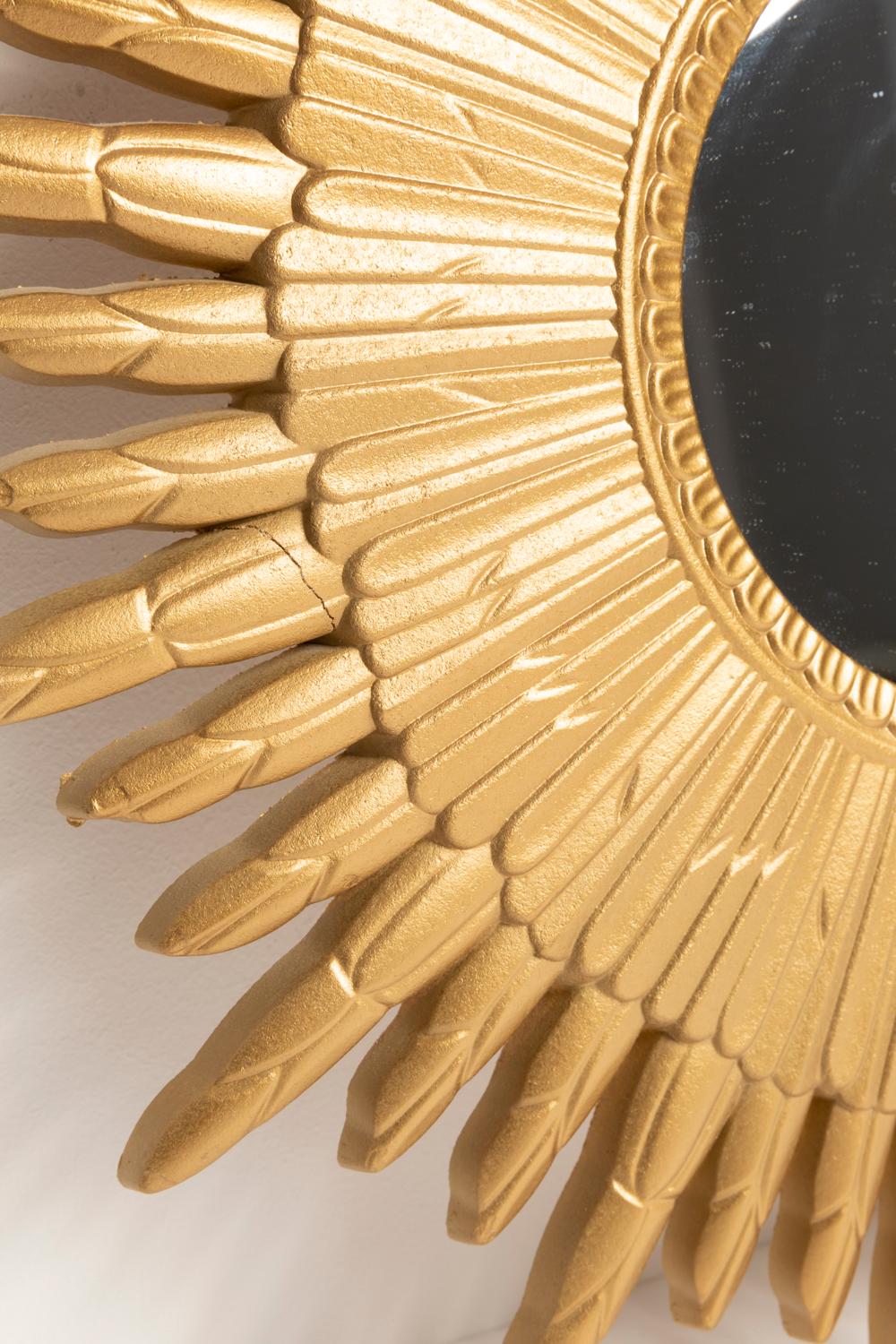 Miroir vintage soleil doré italien des années 1960