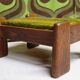 Brutalist oak footstool end table – 1970s