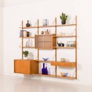 Scandinavian oak wall unit by PS System, Randers, Denmark, 1970s