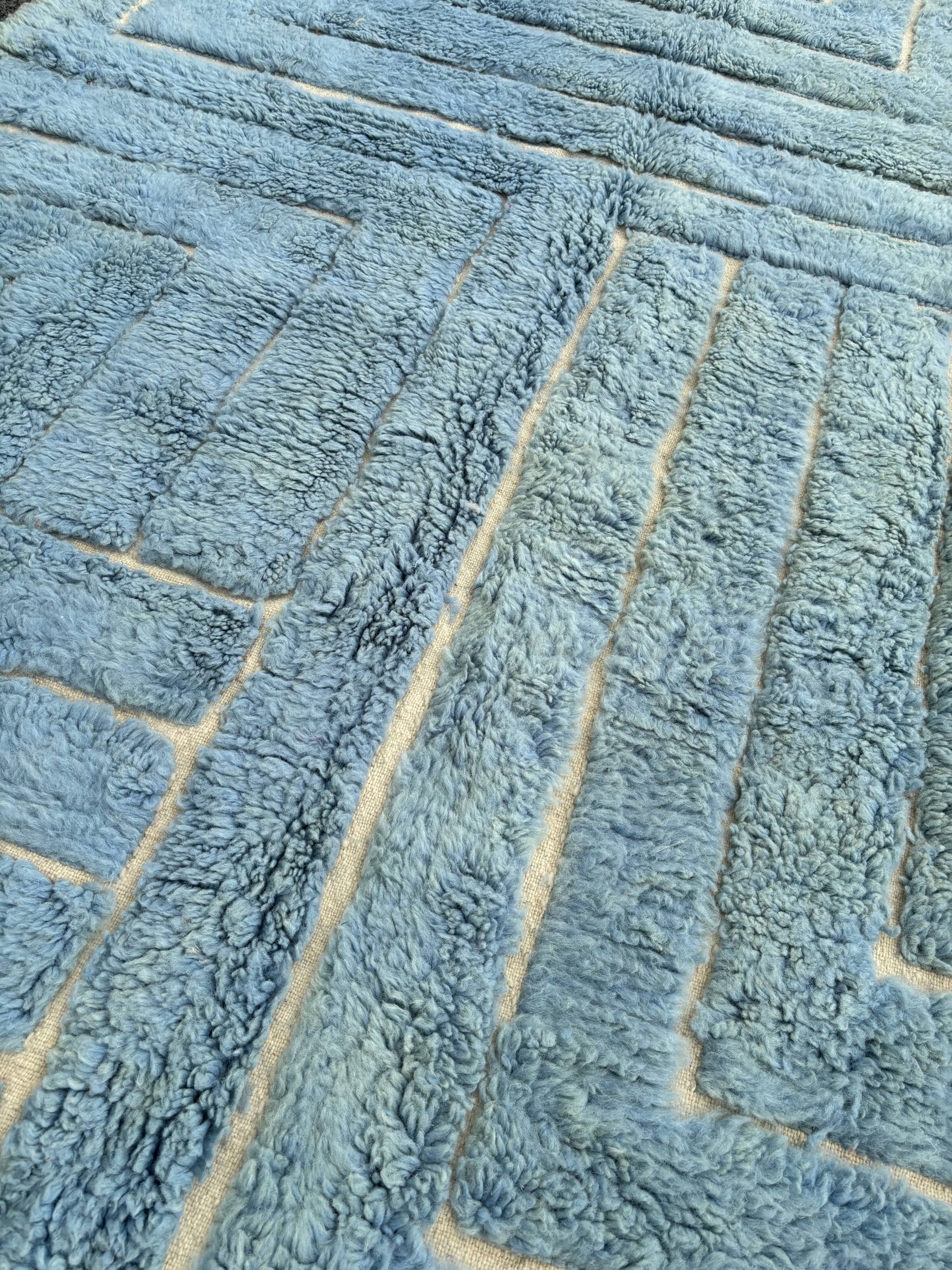 Berber Moroccan Mrirt blue wool rug