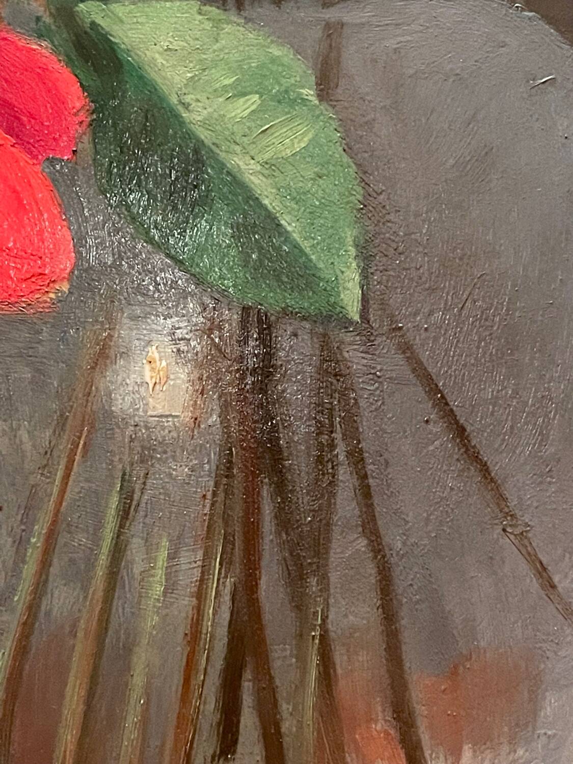 Painting bouquet of roses signed Primo Dolzan