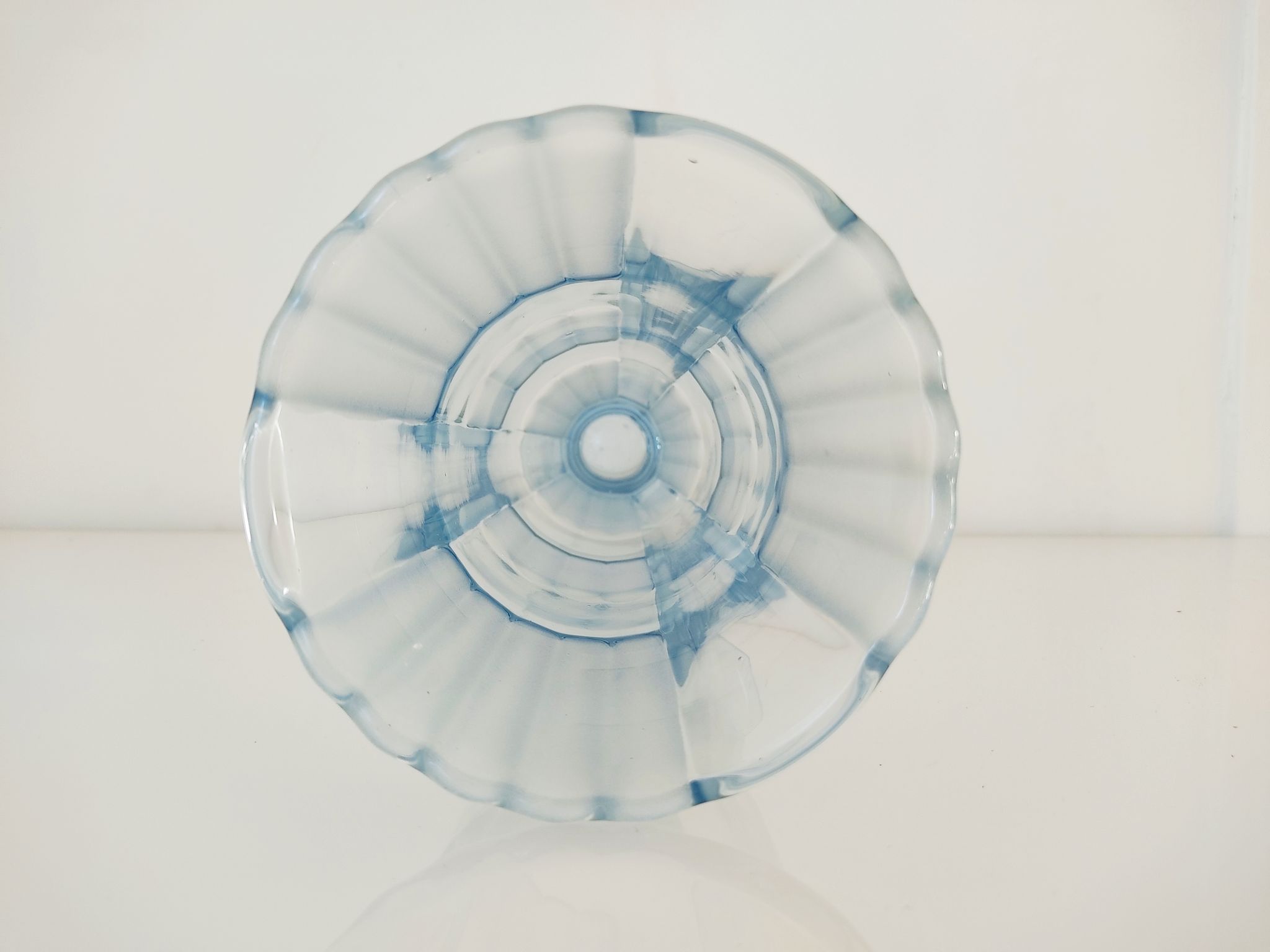 Vase art déco verre bleuté