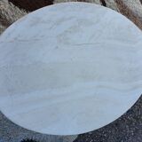 Oval travertine coffee table