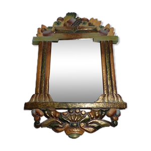 Miroir en bois polychrome
