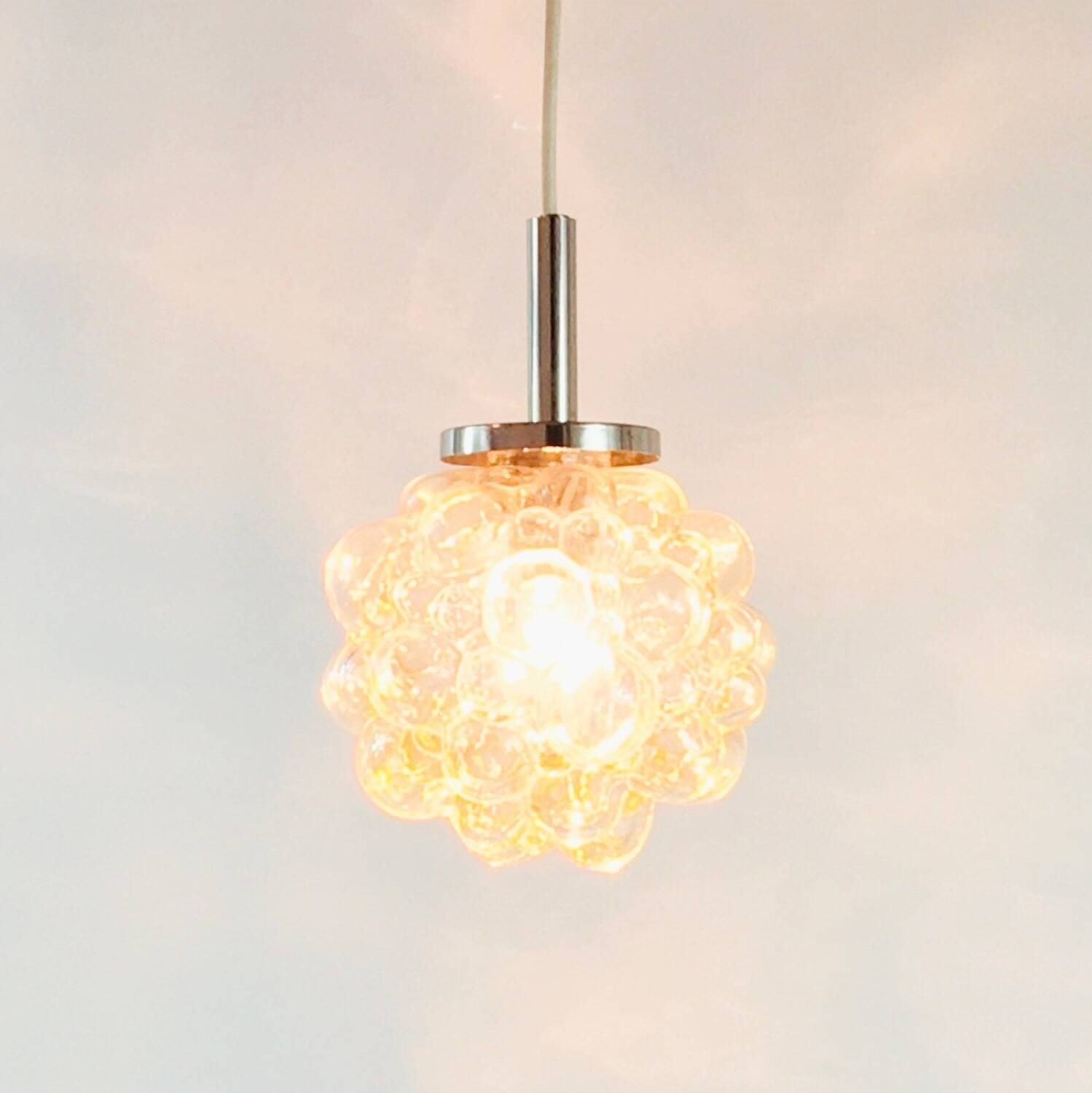 Mid-Century Amber Bubble Glass Ceiling Light/Pendant by Helena Tynell for Limburg, Germany, 1960s