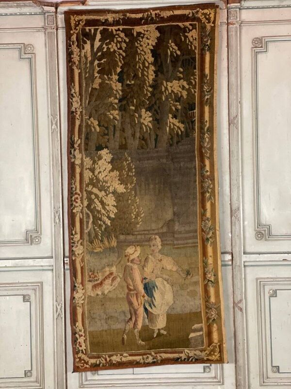 Tapisserie laine et soie, portière, XVIIIème siècle