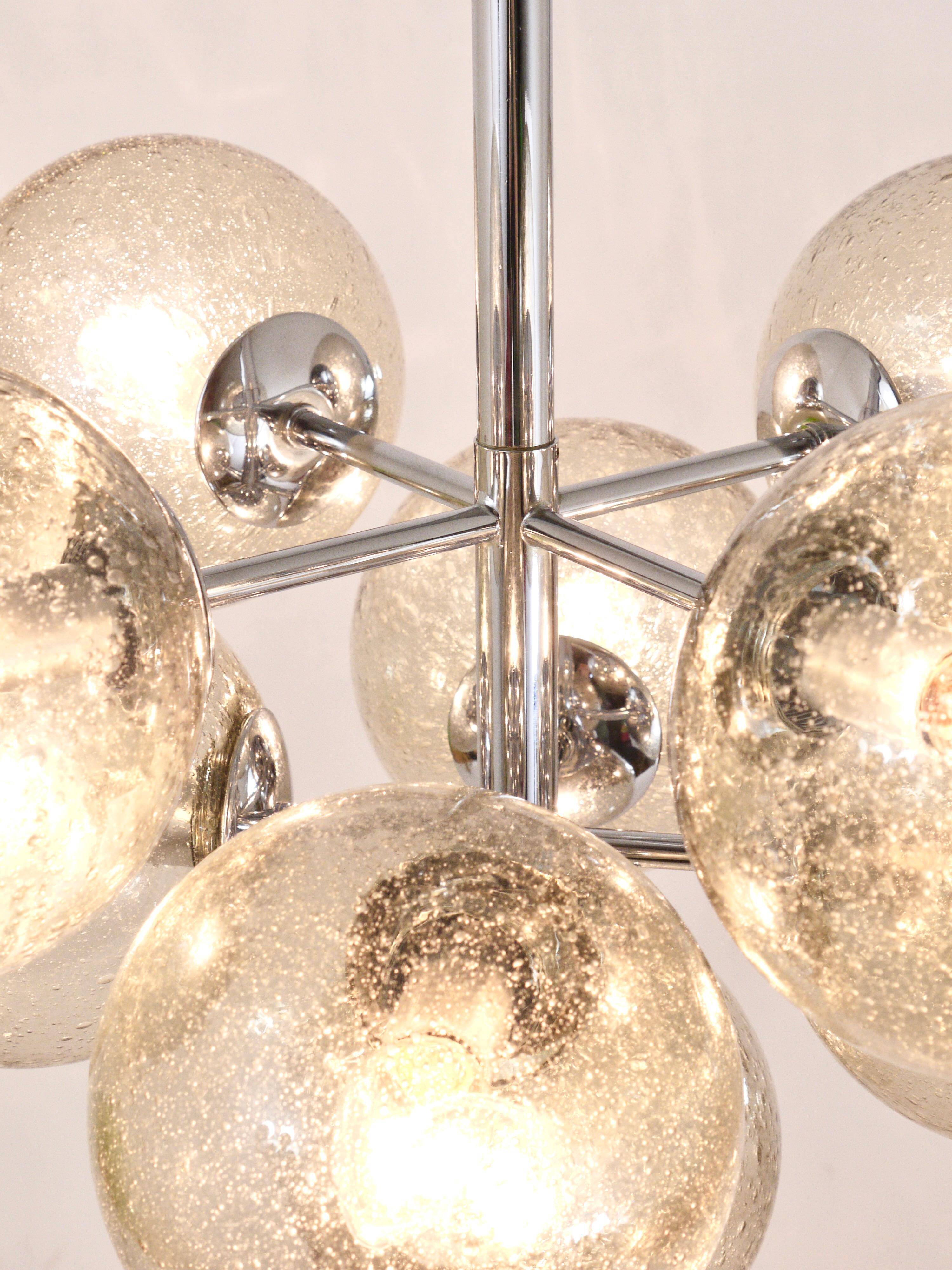 E. R. Nele Temde lustrous atomic chrome Sputnik Space Age pendant lamp tulip
