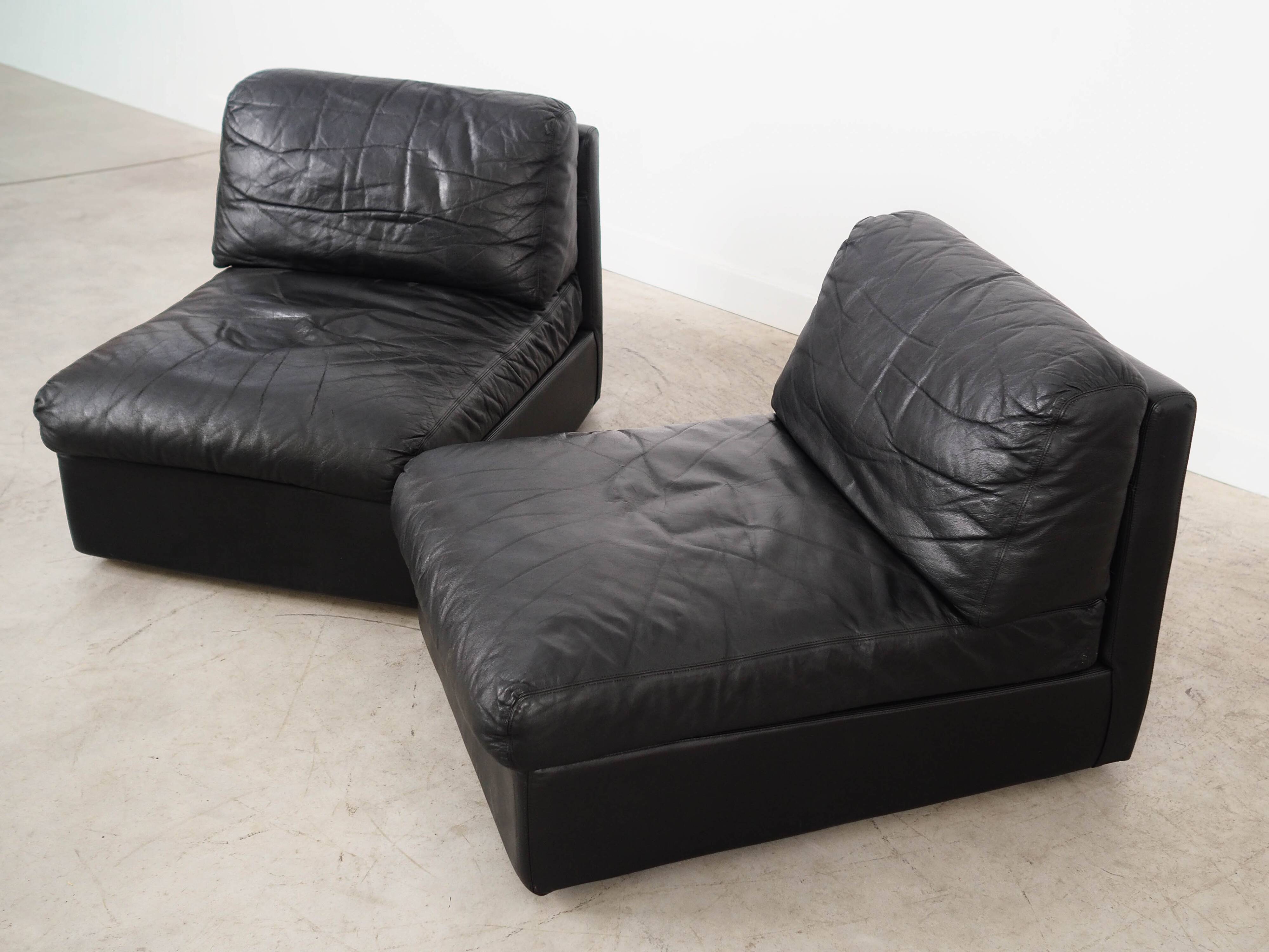 Modular leather sofa, Italian design, 1970s, made in Italy
