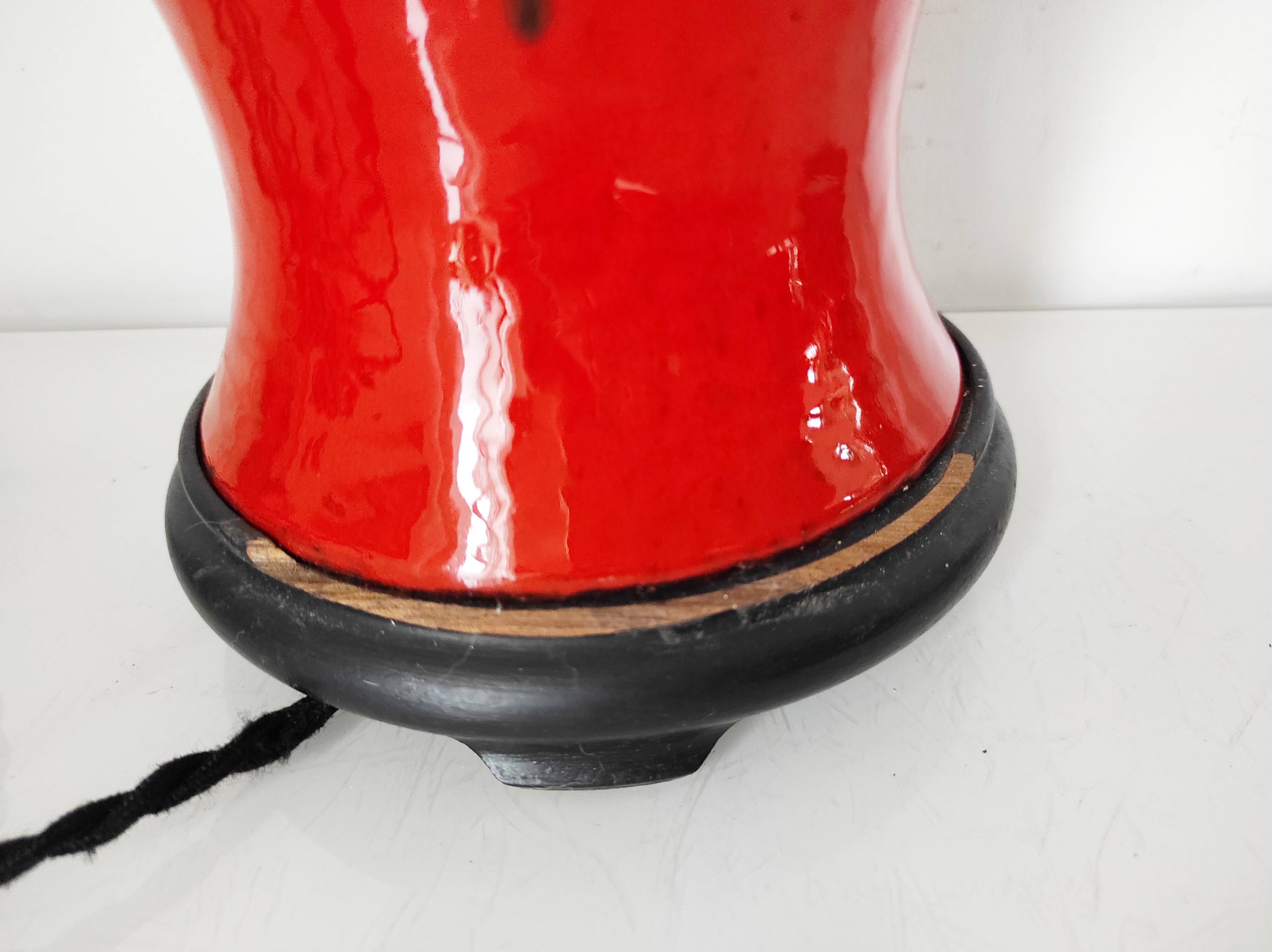 Red ceramic lamp base 53 cm high
