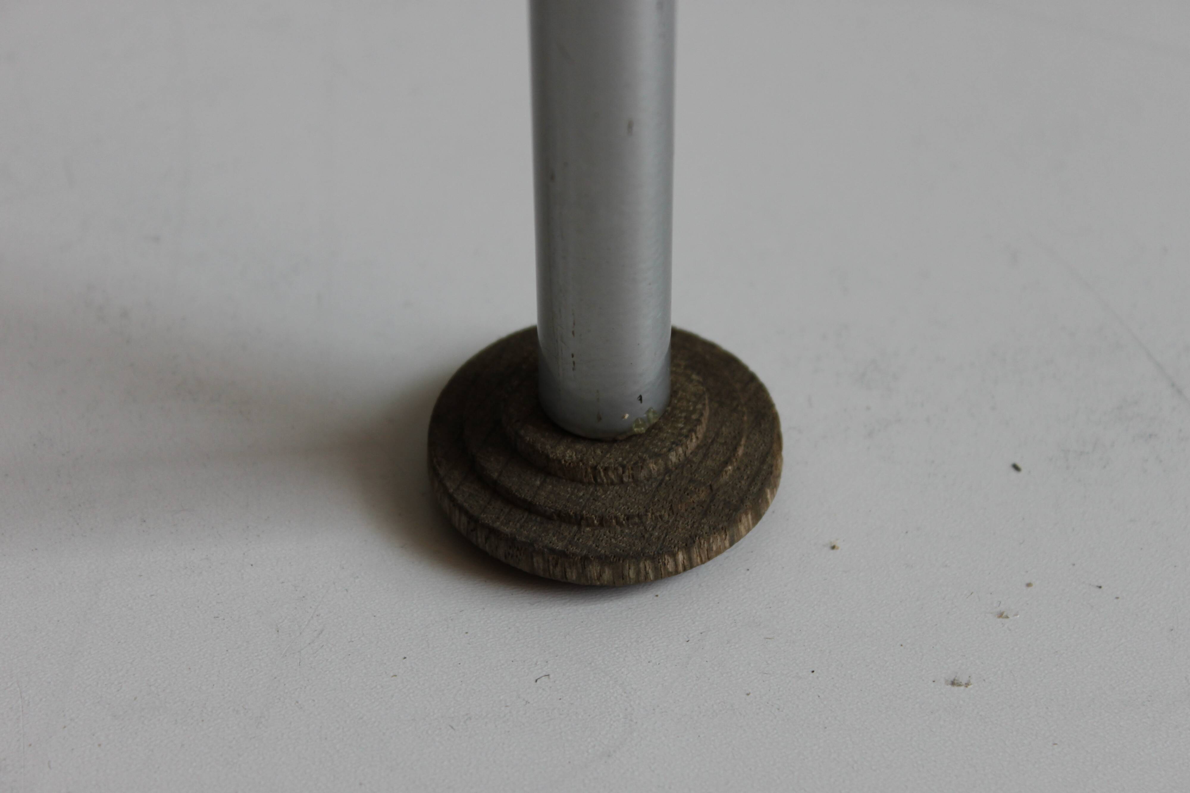 Postmodern round glass  and steel side table, 1980s.