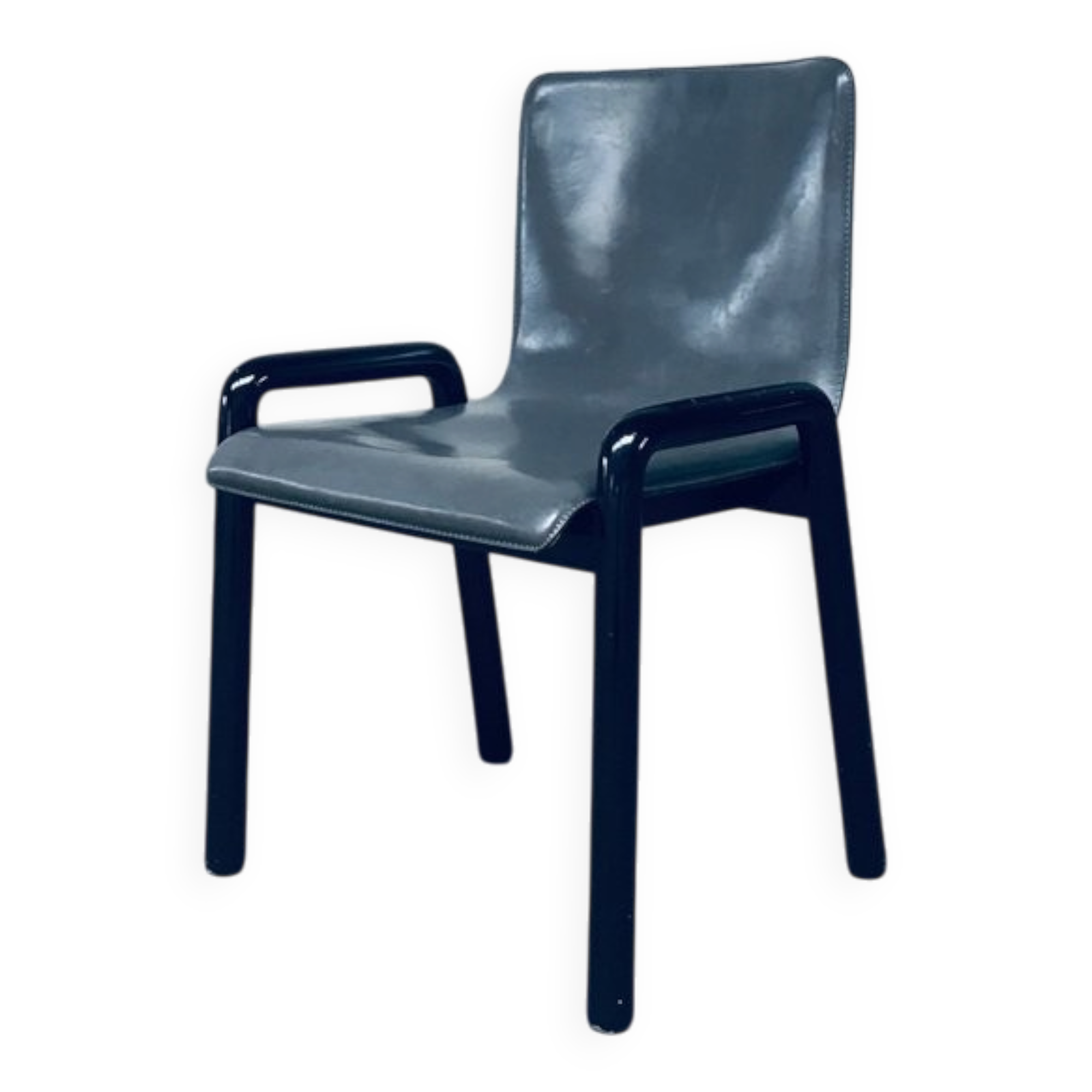 Postmodern Leather Dining Chairs, Italy, 1980s, Set of 4