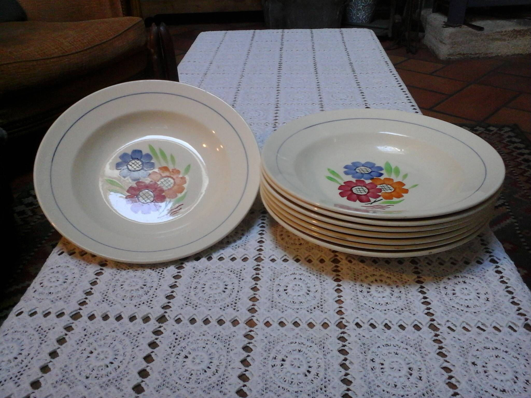 8 Agnès soup plates / KG Lunéville